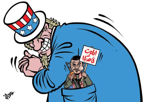 كاريكاتير.. يكشف زيف شعارات مليشيا الحوثي وعلاقتها مع أمريكا