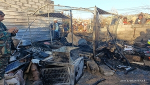 مأرب.. وفاة طفلة وإصابة آخرين بحريق في مخيم للنازحين