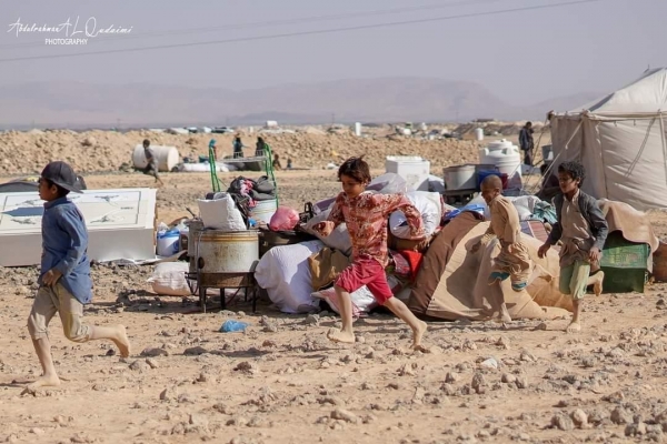 نزوح عشرات الأسر في الجوف اثر قصف جماعة الحوثي لمنطقة 