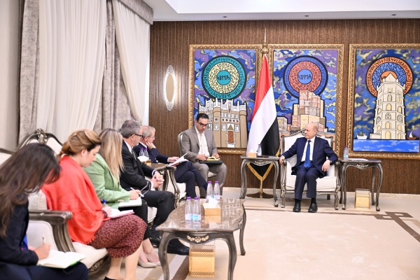 العليمي يؤكد على وحدة المجتمع الدولي لمواجهة التهديدات الحوثية للملاحة البحرية