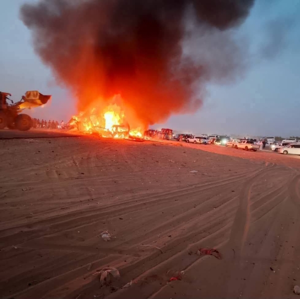 وفاة 14 شخصا بحادث مروع في إحدى طرقات مأرب