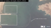 صور بالأقمار الصناعية تظهر تسربا للنفط قبالة ميناء عدن