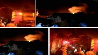 حريق هائل في سوق "الحلقة" بصنعاء القديمة وخسائر مادية كبيرة